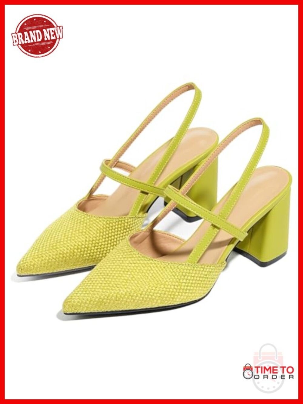 Linen Slingback Heeled Sandals Chunky Platform Closed Toe Pumps